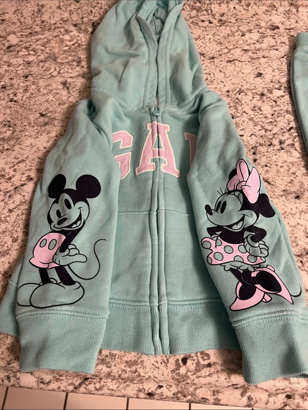 GAP Kids Mint Green Minnie & Mickey Zip Hoodie sweatpant set